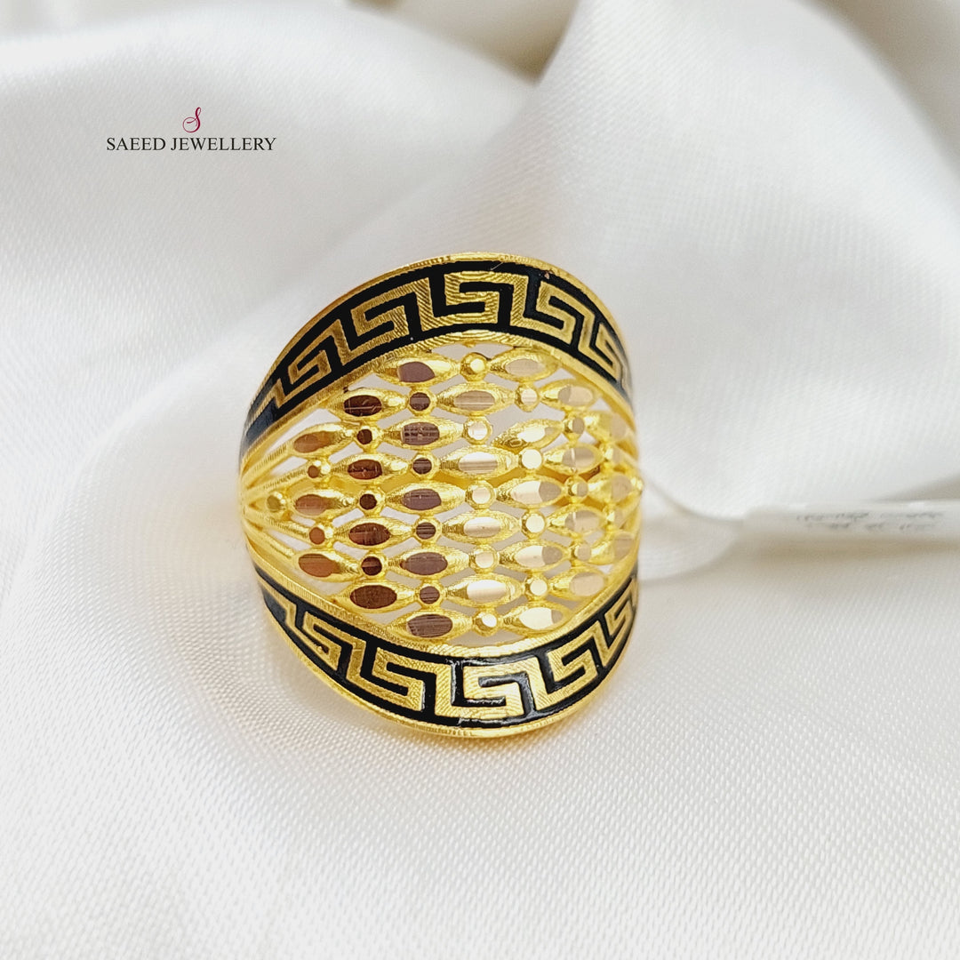 21K Fancy Enamel Ring Made of 21K Yellow Gold by Saeed Jewelry-25076