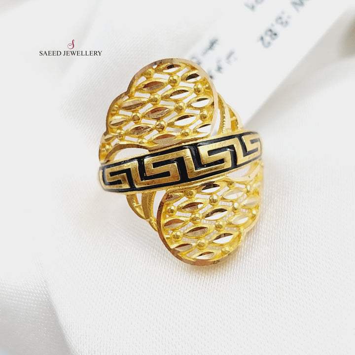 21K Gold Fancy Enamel Ring by Saeed Jewelry - Image 3