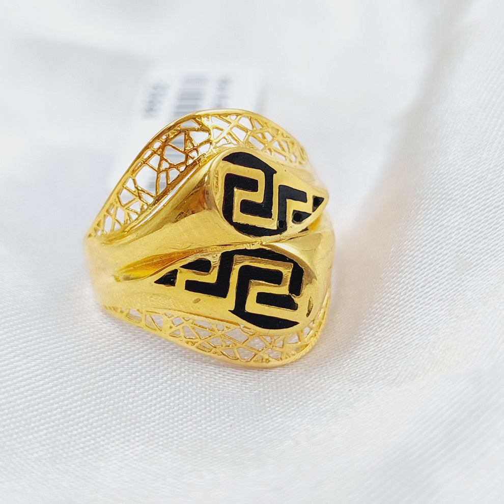 21K Fancy Enamel Ring Made of 21K Yellow Gold by Saeed Jewelry-25631