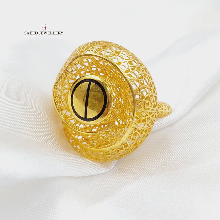 21K Fancy Enamel Ring Made of 21K Yellow Gold by Saeed Jewelry-26189