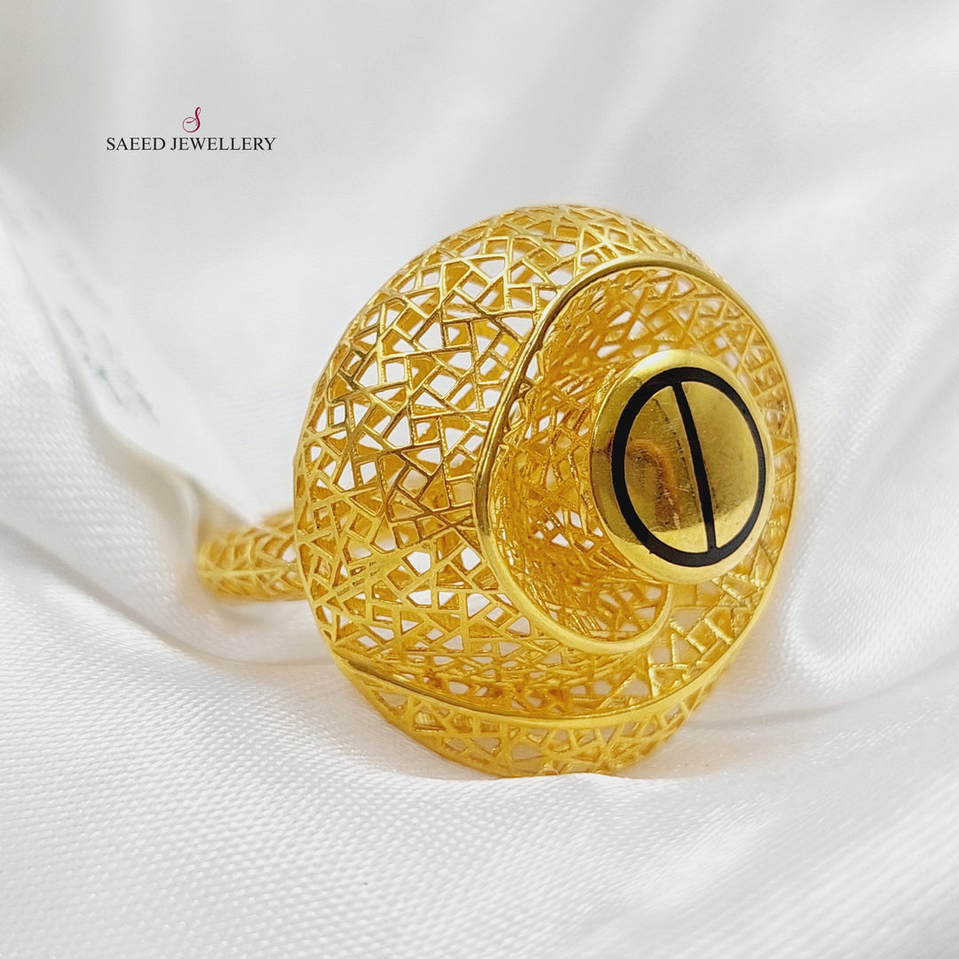 21K Fancy Enamel Ring Made of 21K Yellow Gold by Saeed Jewelry-26189