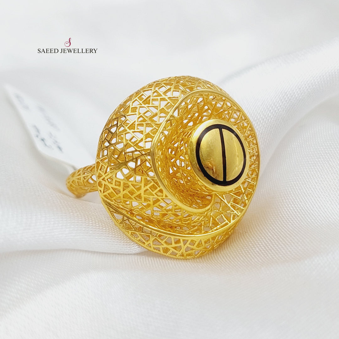 21K Fancy Enamel Ring Made of 21K Yellow Gold by Saeed Jewelry-26189