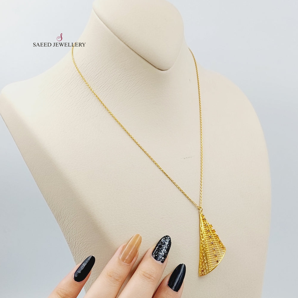 21K Fancy Necklace Made of 21K Yellow Gold by Saeed Jewelry-عقد-اكسترا-2