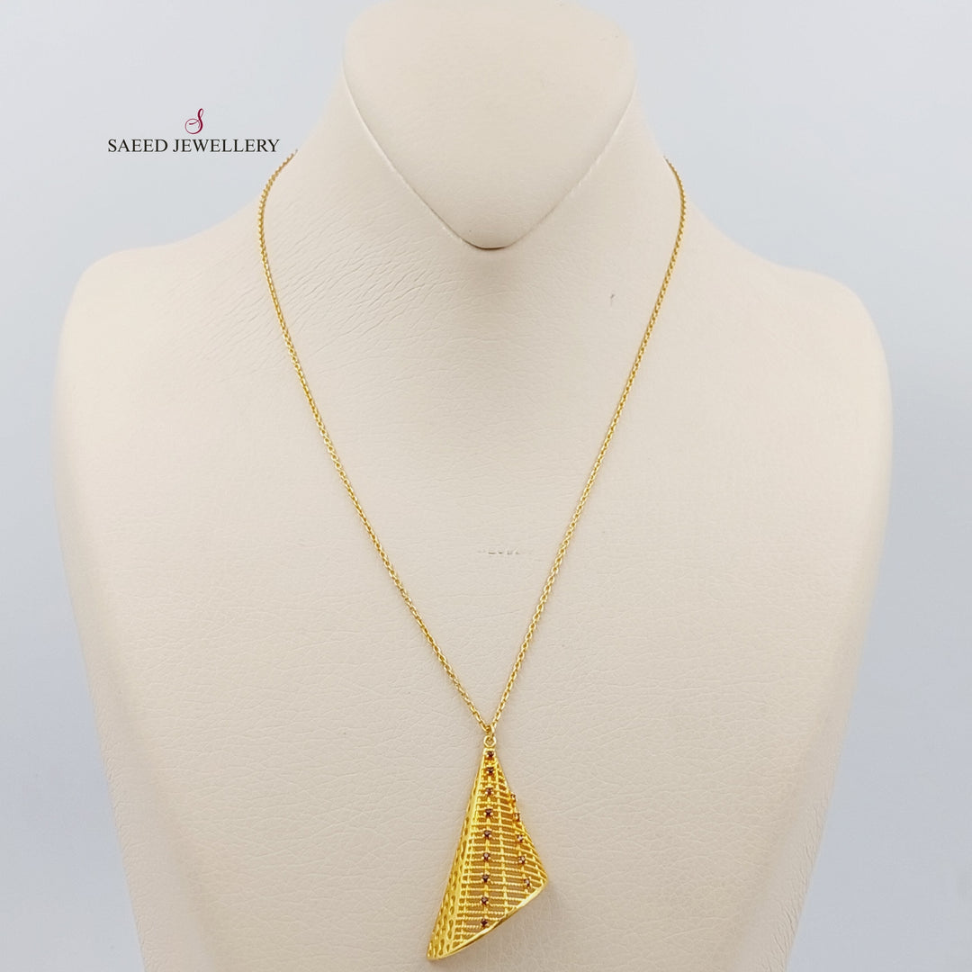 21K Fancy Necklace Made of 21K Yellow Gold by Saeed Jewelry-عقد-اكسترا-2