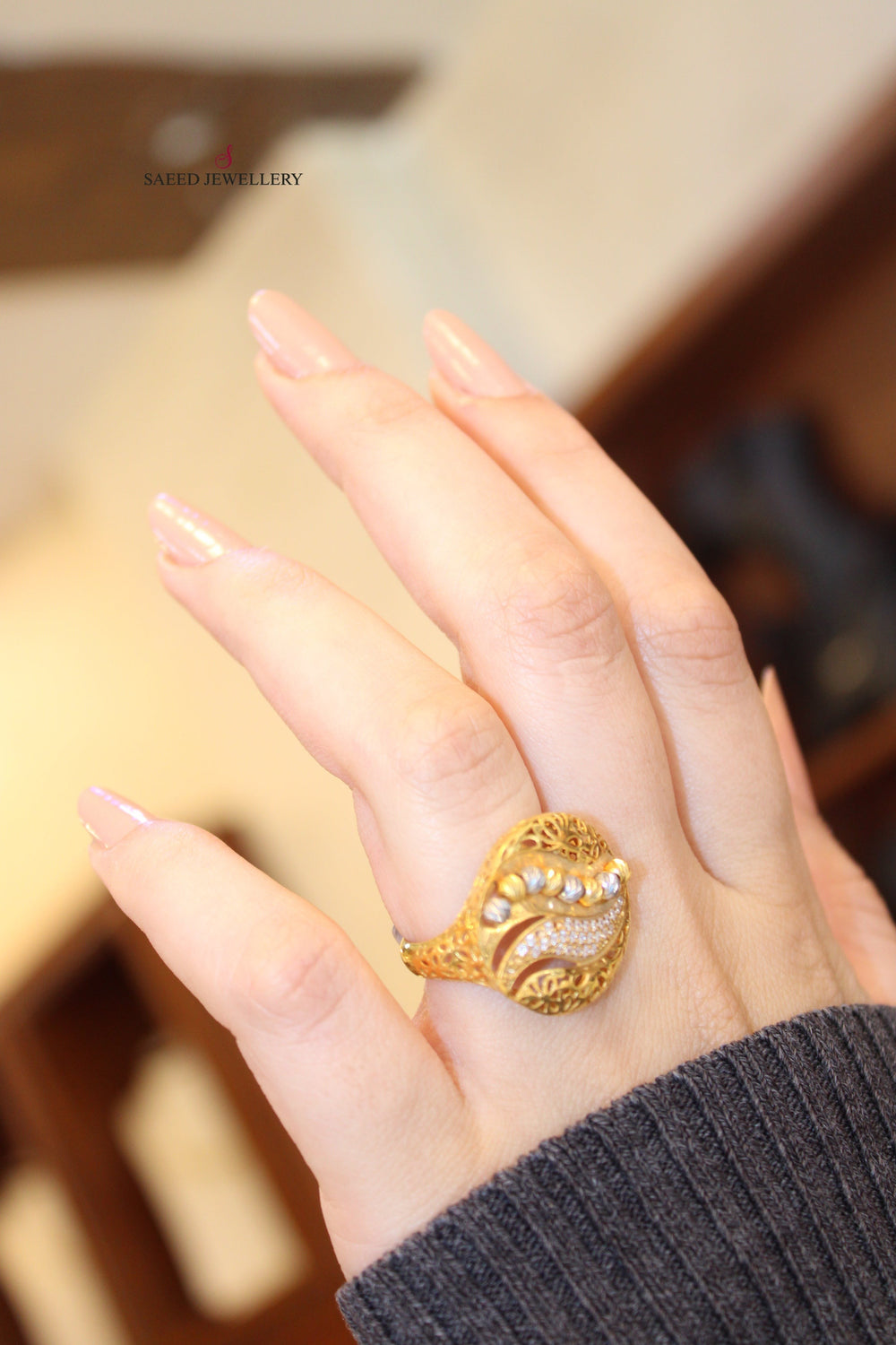 21K Fancy Ring Made of 21K Yellow Gold by Saeed Jewelry-10327