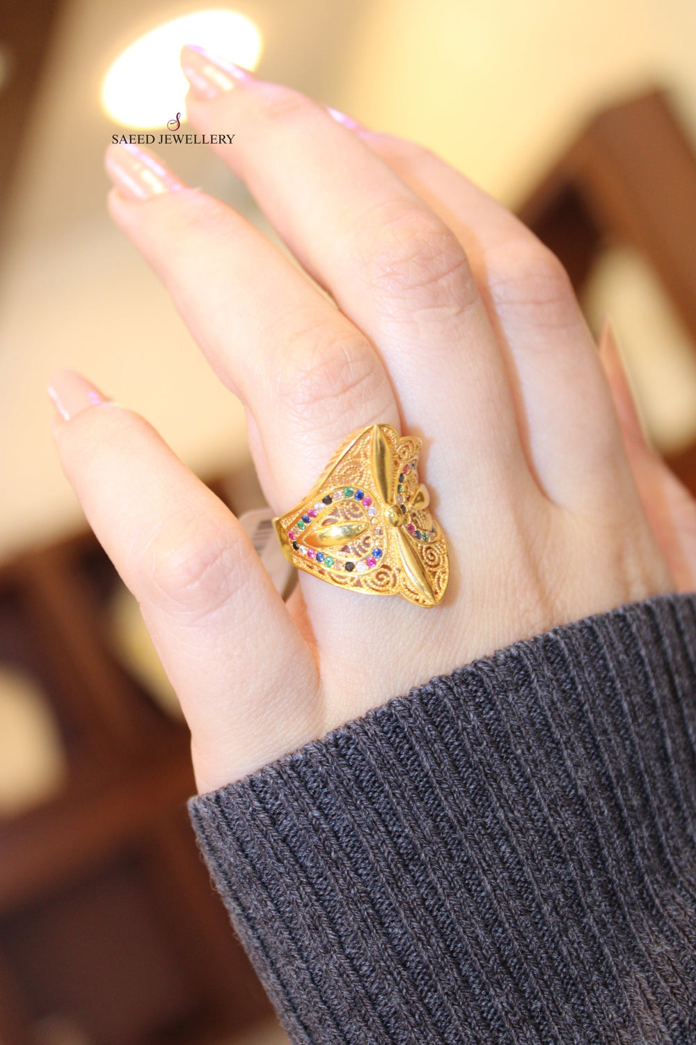 21K Fancy Ring Made of 21K Yellow Gold by Saeed Jewelry-16943