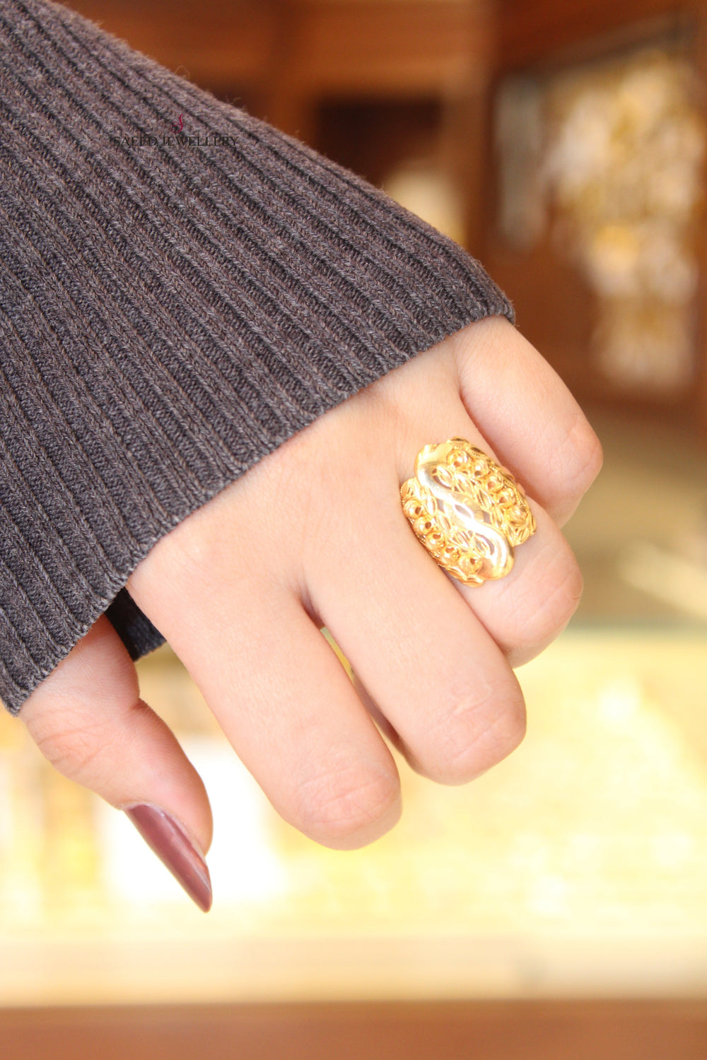 21K Fancy Ring Made of 21K Yellow Gold by Saeed Jewelry-خاتم-اكسترا-25