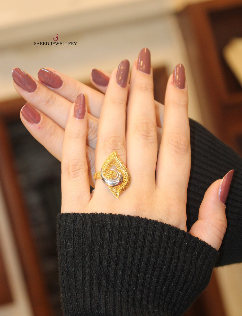 21K Fancy Ring Made of 21K Yellow Gold by Saeed Jewelry-خاتم-اكسترا-31