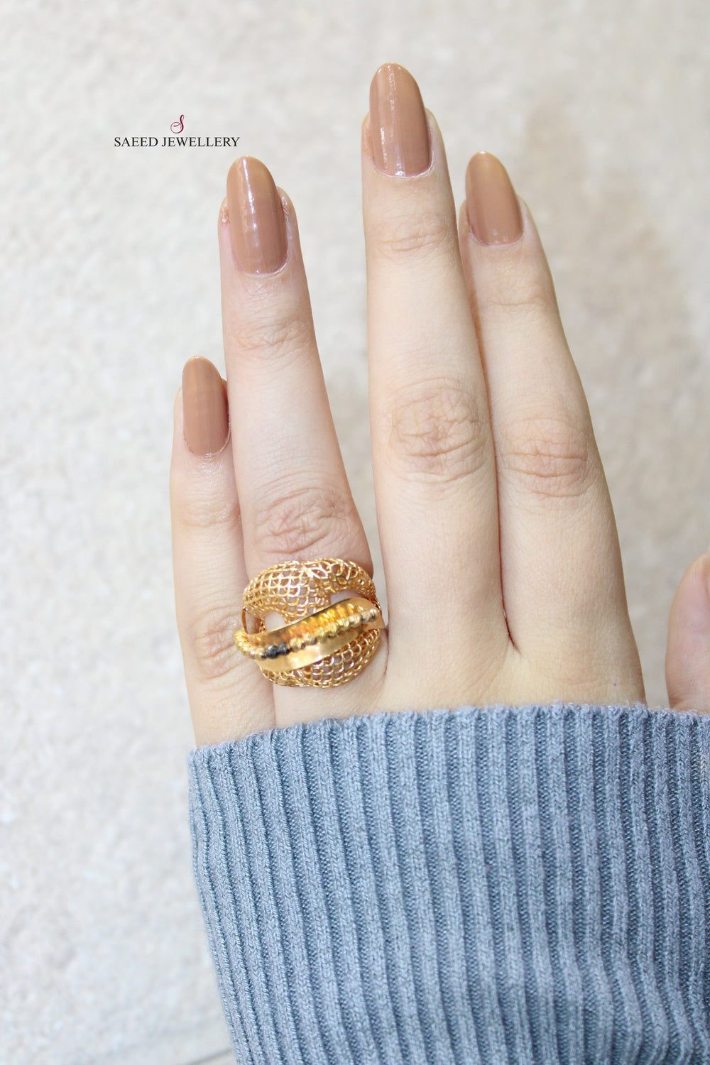 21K Fancy Ring Made of 21K Yellow Gold by Saeed Jewelry-خاتم-اكسترا-51