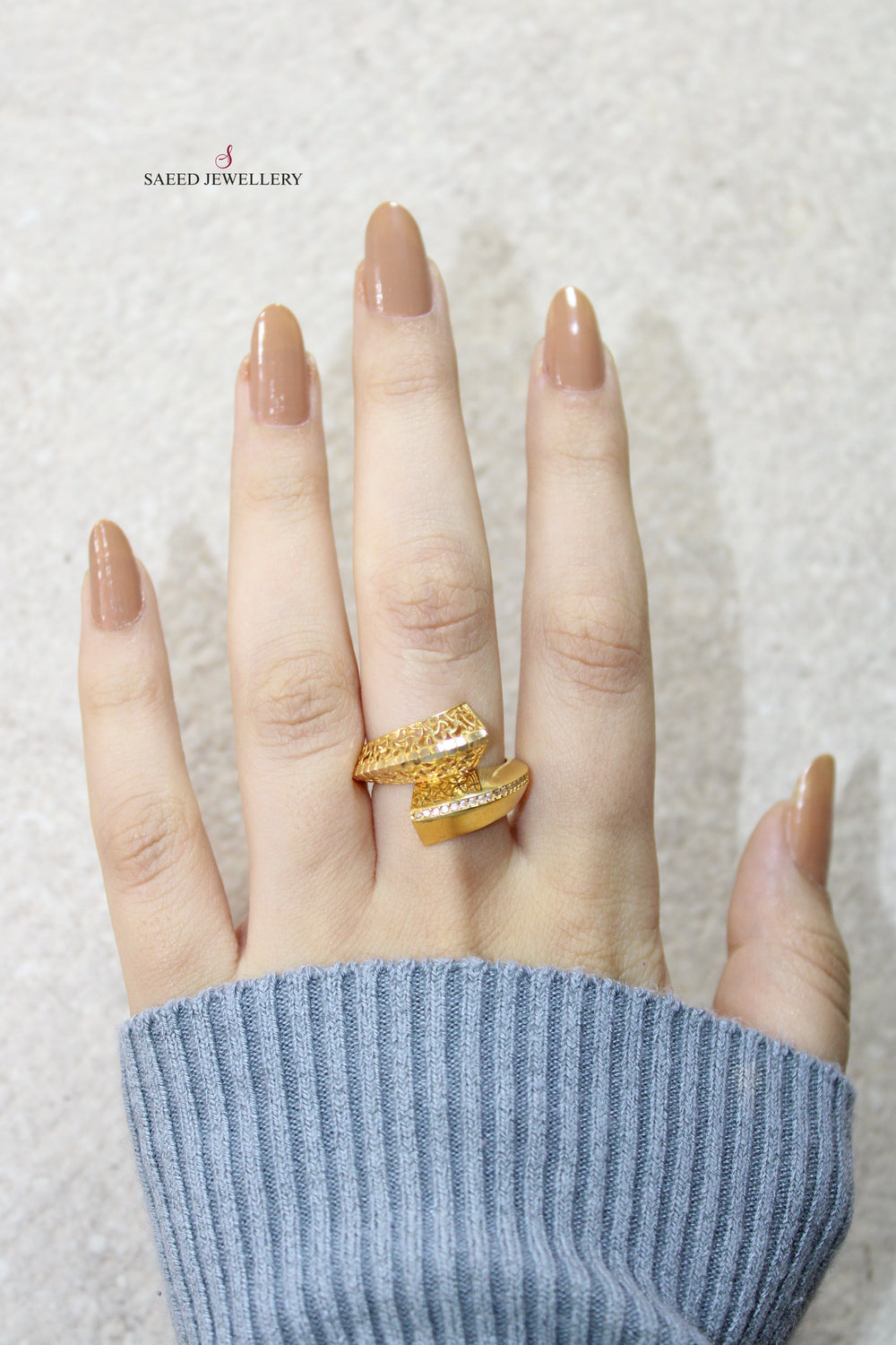 21K Fancy Ring Made of 21K Yellow Gold by Saeed Jewelry-خاتم-اكسترا-53