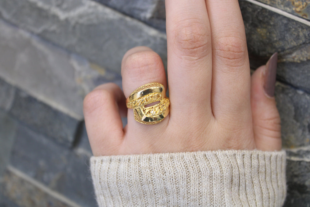 21K Fancy Ring Made of 21K Yellow Gold by Saeed Jewelry-خاتم-اكسترا-9