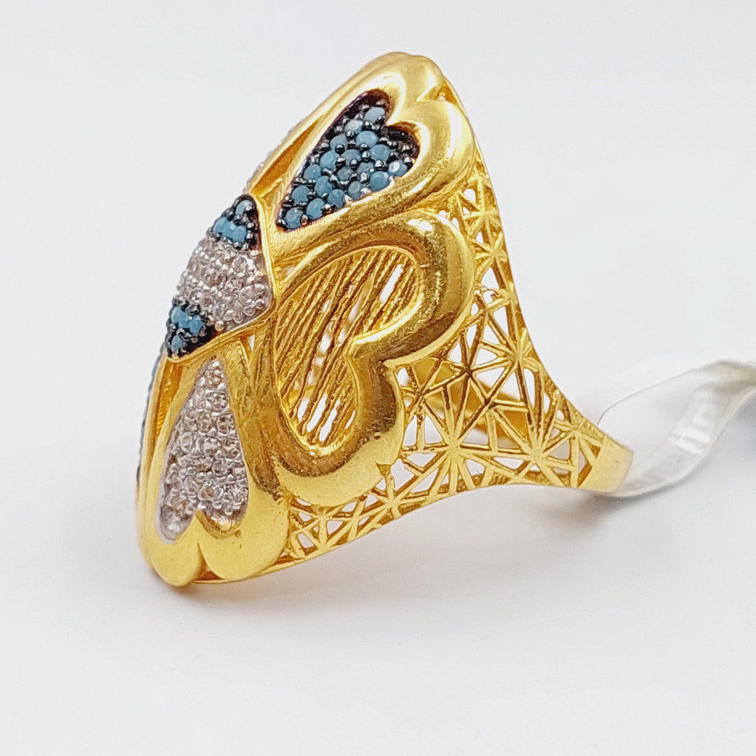 21K Fancy Zirconia Ring Made of 21K Yellow Gold by Saeed Jewelry-10261