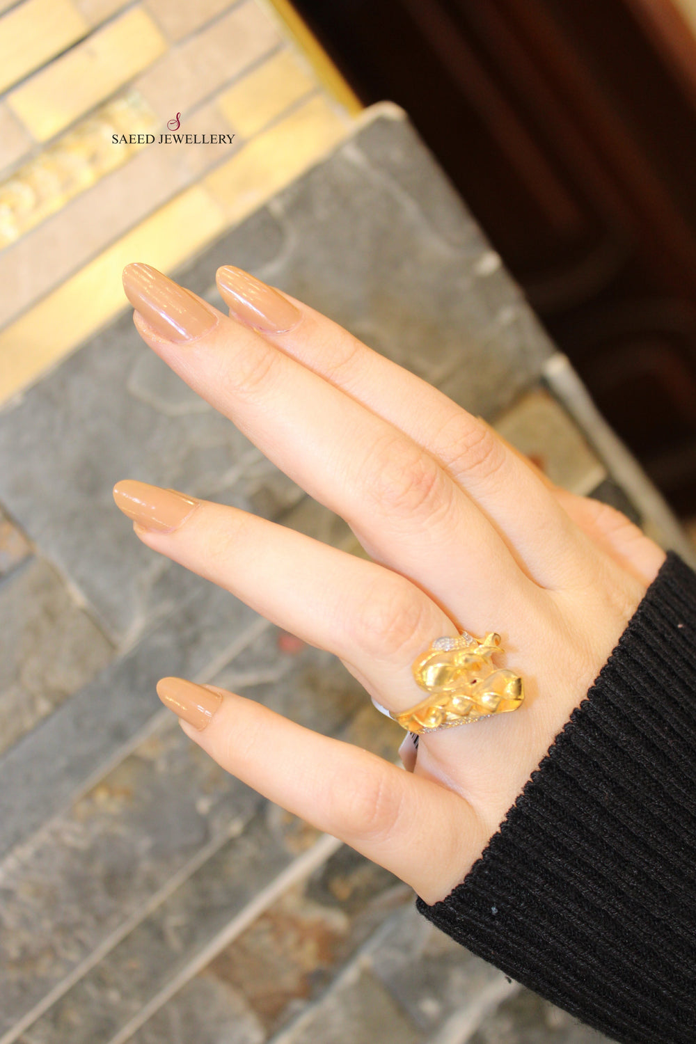 21K Fancy Zirconia Ring Made of 21K Yellow Gold by Saeed Jewelry-11633