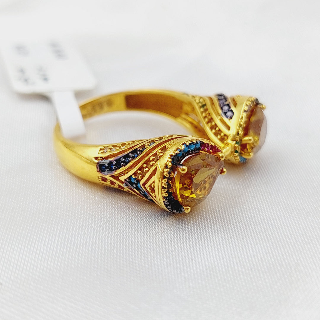21K Fancy Zirconia Ring Made of 21K Yellow Gold by Saeed Jewelry-15921