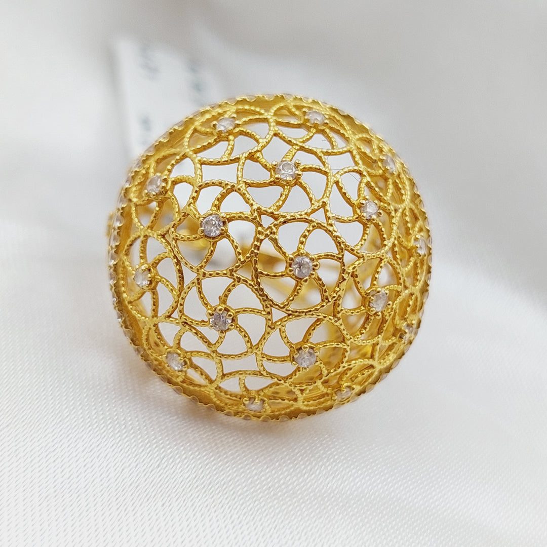 21K Gold Fancy Zirconia Ring by Saeed Jewelry - Image 3