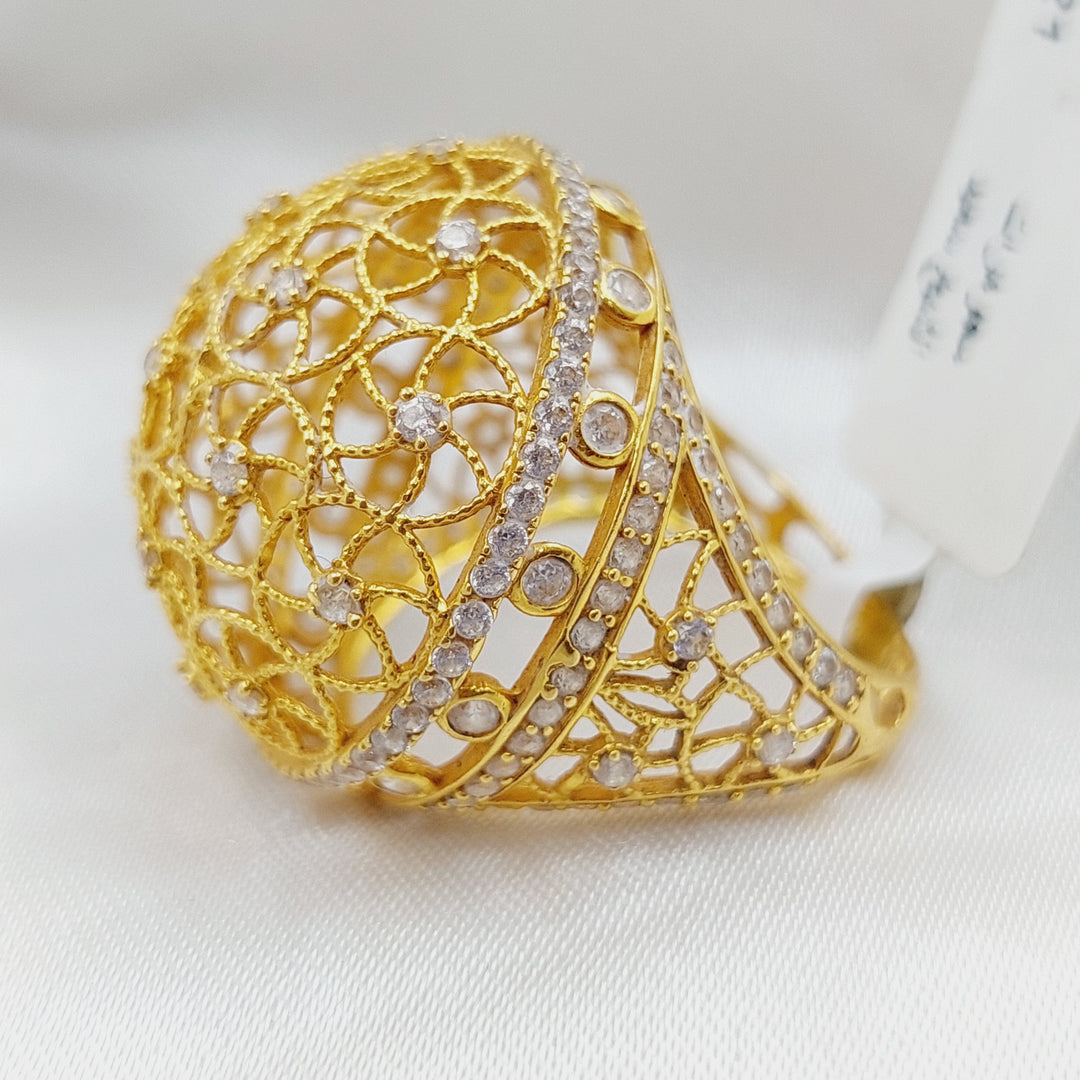21K Fancy Zirconia Ring Made of 21K Yellow Gold by Saeed Jewelry-18941