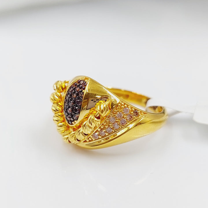 21K Fancy Zirconia Ring Made of 21K Yellow Gold by Saeed Jewelry-26512