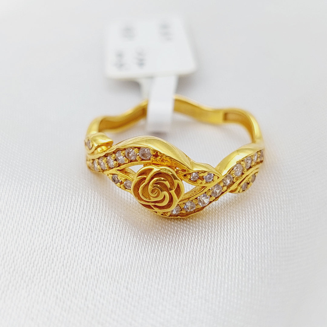 21K Fancy Zirconia Ring Made of 21K Yellow Gold by Saeed Jewelry-خاتم-محجر-اكسترا-2