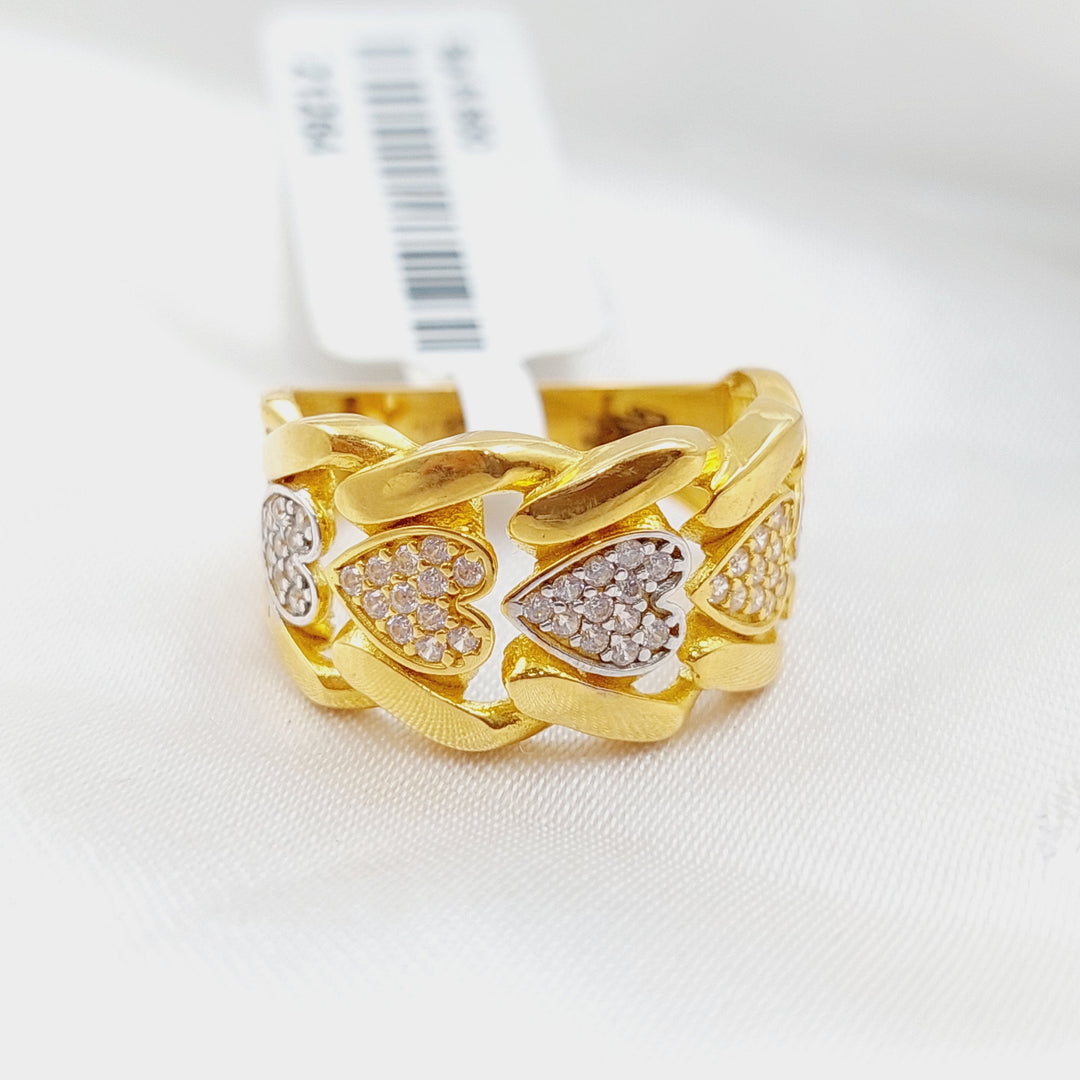 21K Fancy Zirconia Ring Made of 21K Yellow Gold by Saeed Jewelry-خاتم-محجر-اكسترا-4