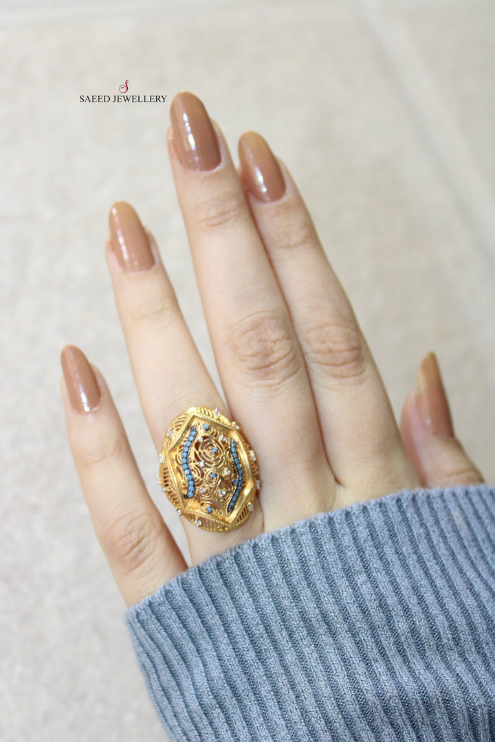 21K Gold Fancy Zirconia Ring by Saeed Jewelry - Image 2