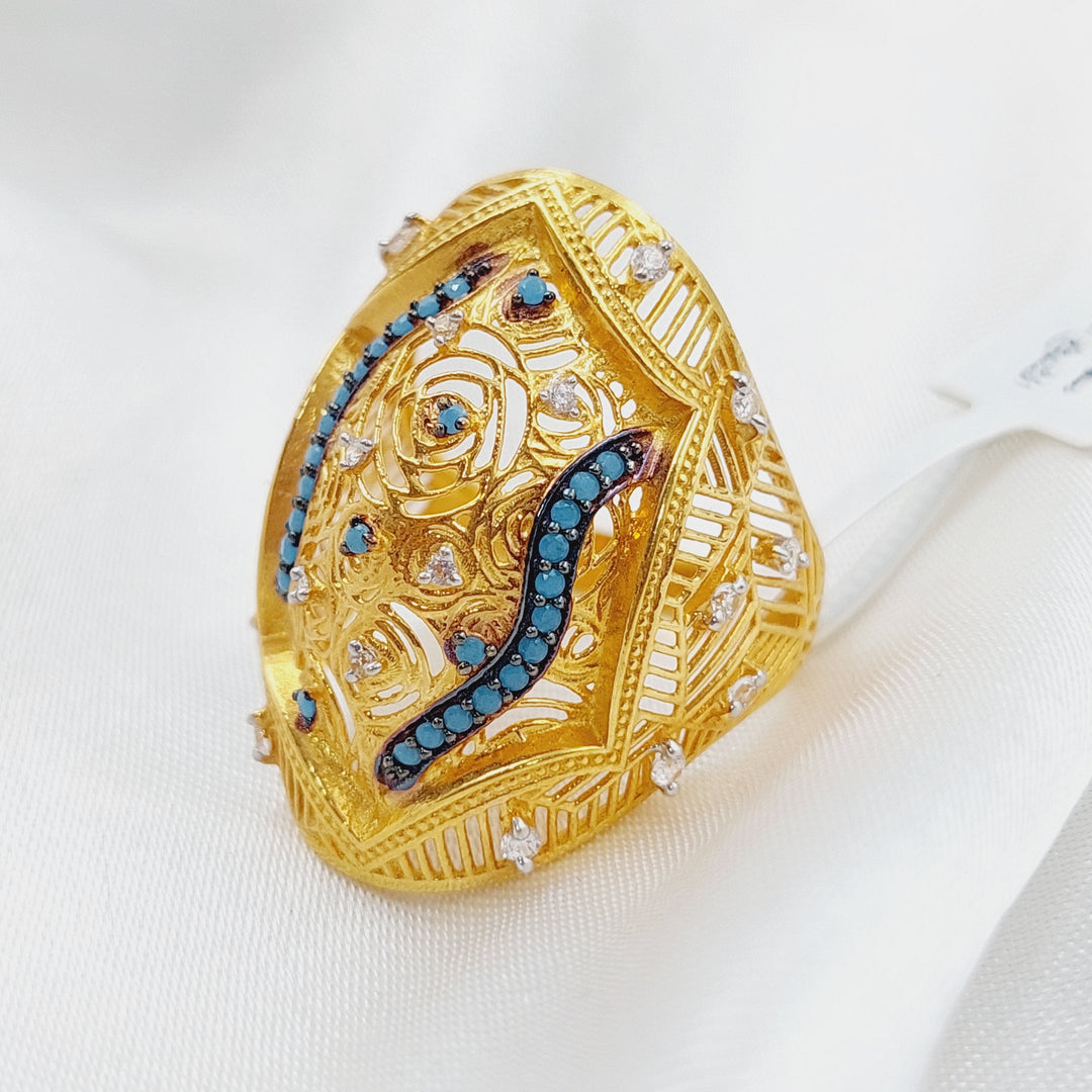 21K Fancy Zirconia Ring Made of 21K Yellow Gold by Saeed Jewelry-خاتم-محجر-اكسترا-7