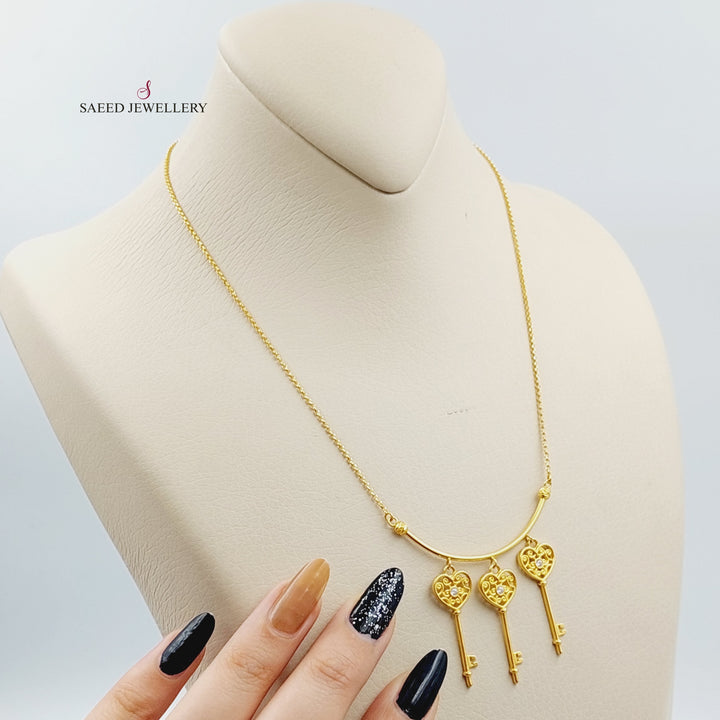 21K Gold Fancy key Necklace by Saeed Jewelry - Image 3