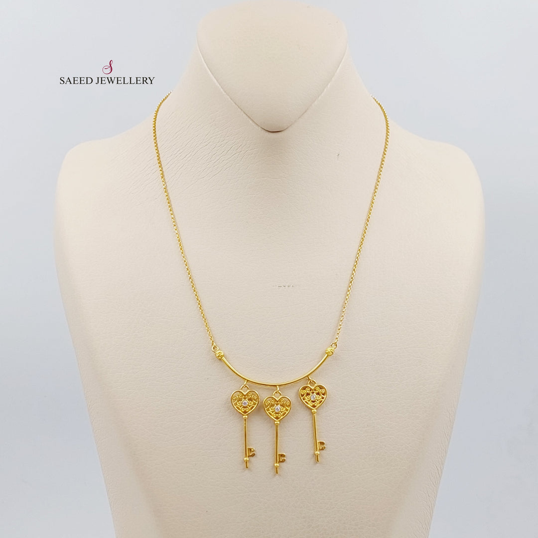 21K Fancy key Necklace Made of 21K Yellow Gold by Saeed Jewelry-عقد-اكسترا-مفتاح