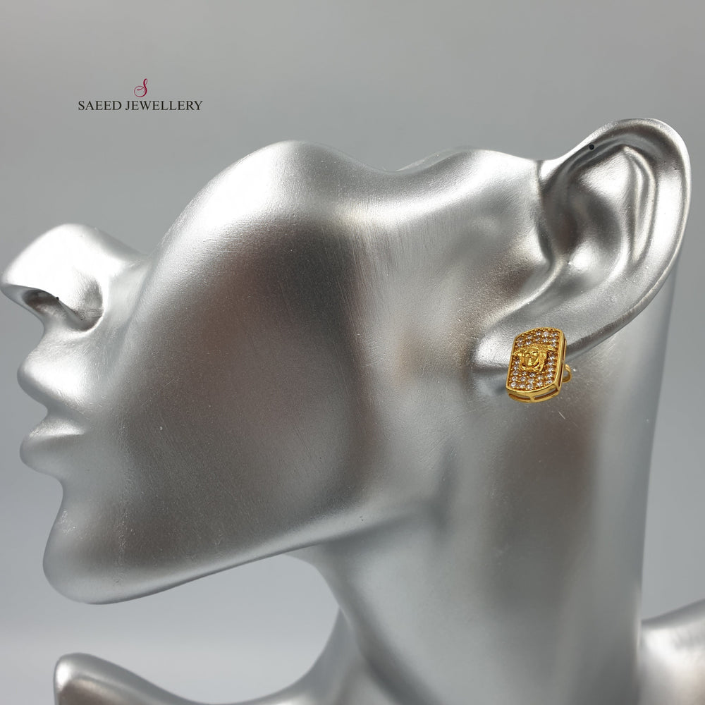 21K Fancy screw Earrings Made of 21K Yellow Gold by Saeed Jewelry-حلق-برغي-اكسترا-16
