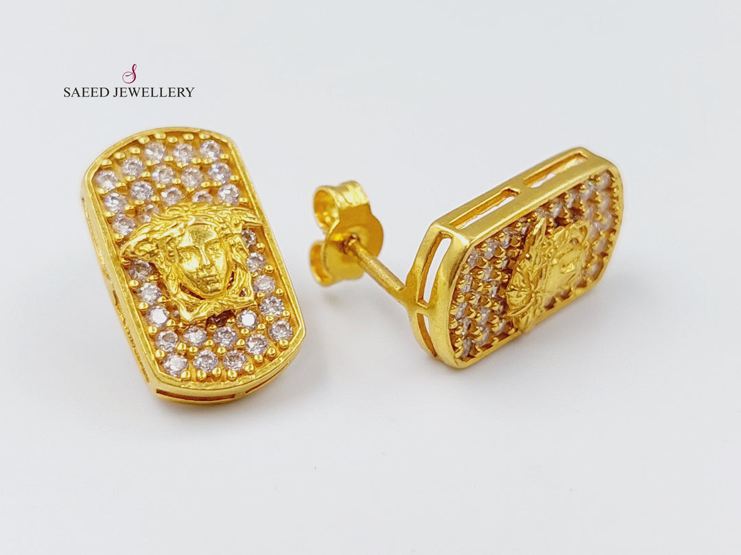 21K Fancy screw Earrings Made of 21K Yellow Gold by Saeed Jewelry-حلق-برغي-اكسترا-16