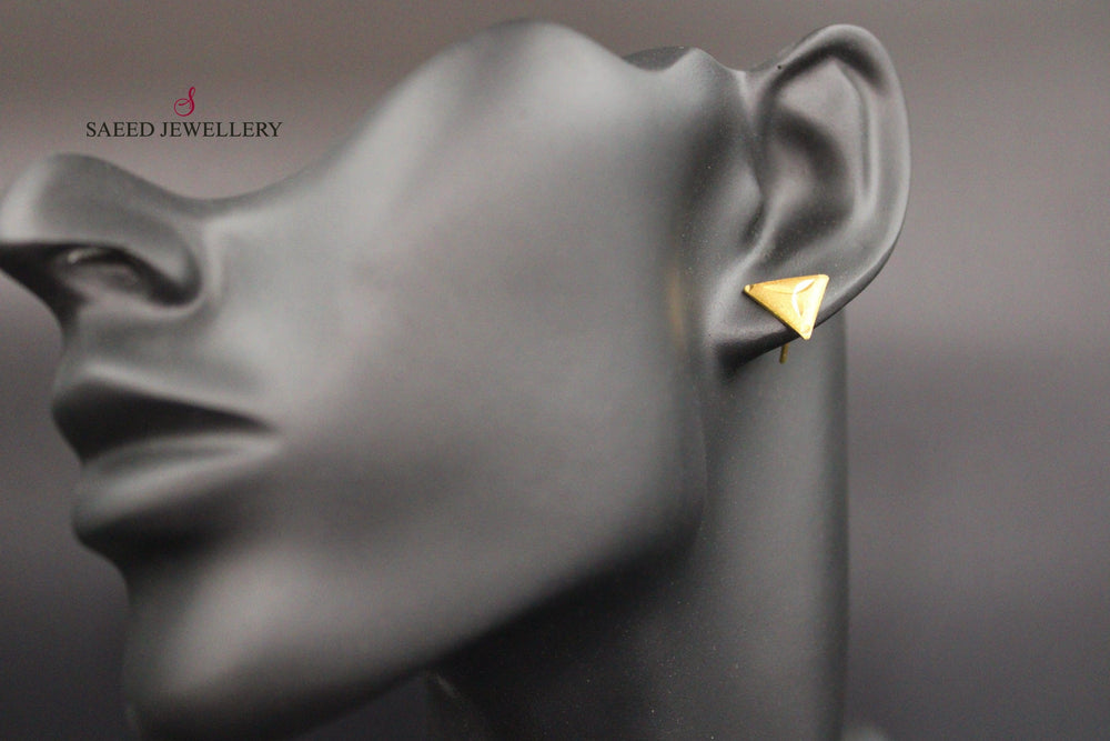 21K Fancy screw Earrings Made of 21K Yellow Gold by Saeed Jewelry-حلق-برغي-اكسترا-2