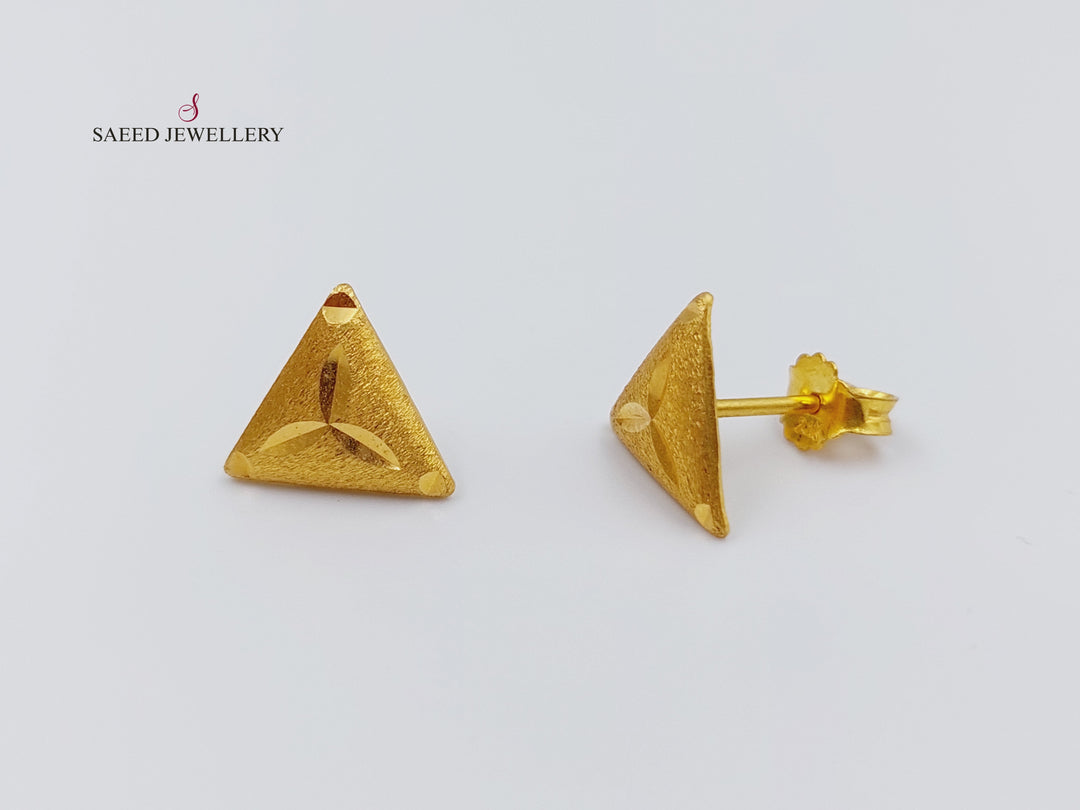 21K Fancy screw Earrings Made of 21K Yellow Gold by Saeed Jewelry-حلق-برغي-اكسترا-2