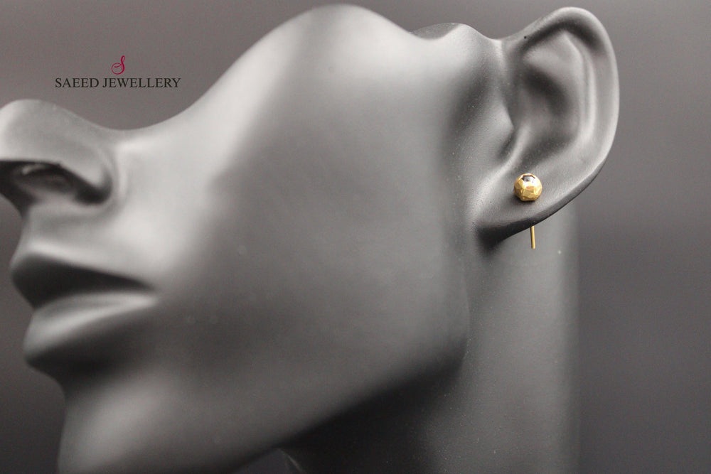 21K Fancy screw Earrings Made of 21K Yellow Gold by Saeed Jewelry-حلق-برغي-اكسترا-3