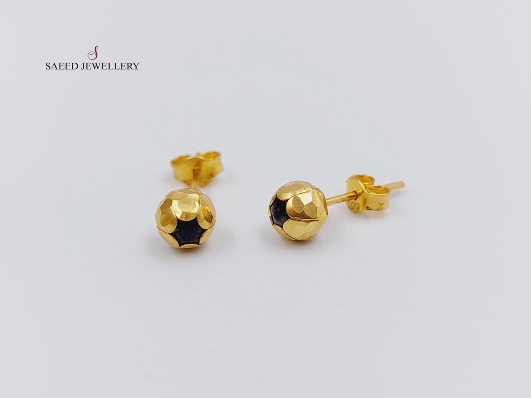 21K Fancy screw Earrings Made of 21K Yellow Gold by Saeed Jewelry-حلق-برغي-اكسترا-3