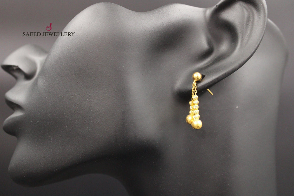 21K Fancy screw Earrings Made of 21K Yellow Gold by Saeed Jewelry-حلق-برغي-اكسترا-6