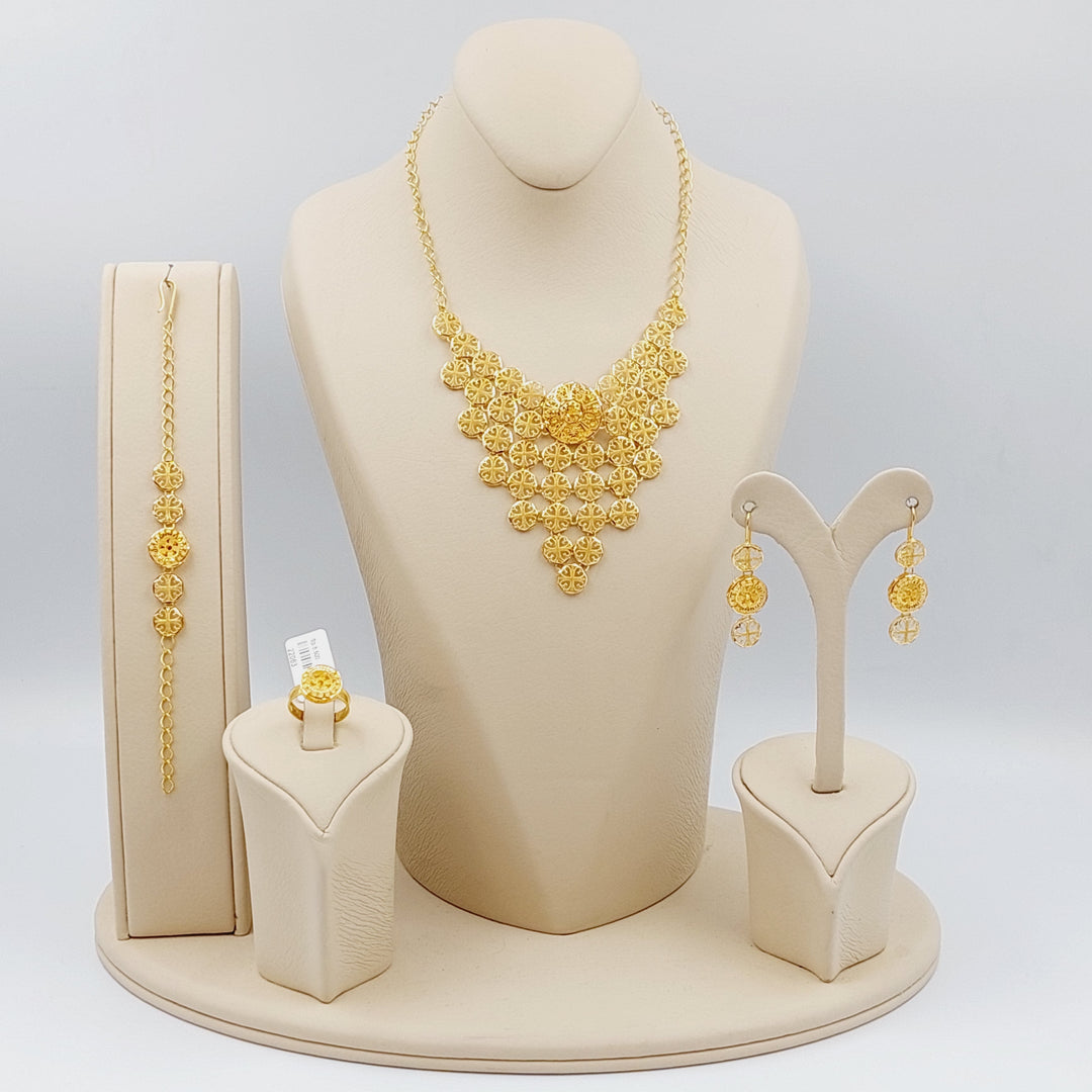 21K Four Pieces Kuwaiti Set Made of 21K Yellow Gold by Saeed Jewelry-22063