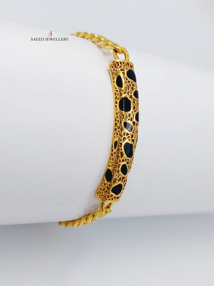 21K Gold Enamel Zirconia Bracelet by Saeed Jewelry - Image 3