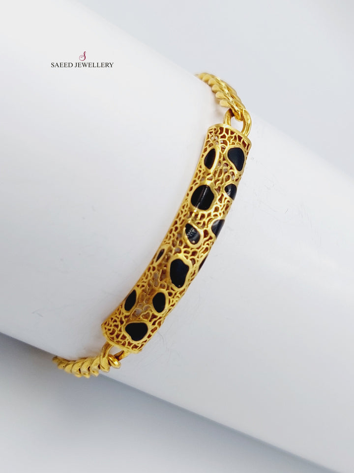 21K Gold Enamel Zirconia Bracelet by Saeed Jewelry - Image 4