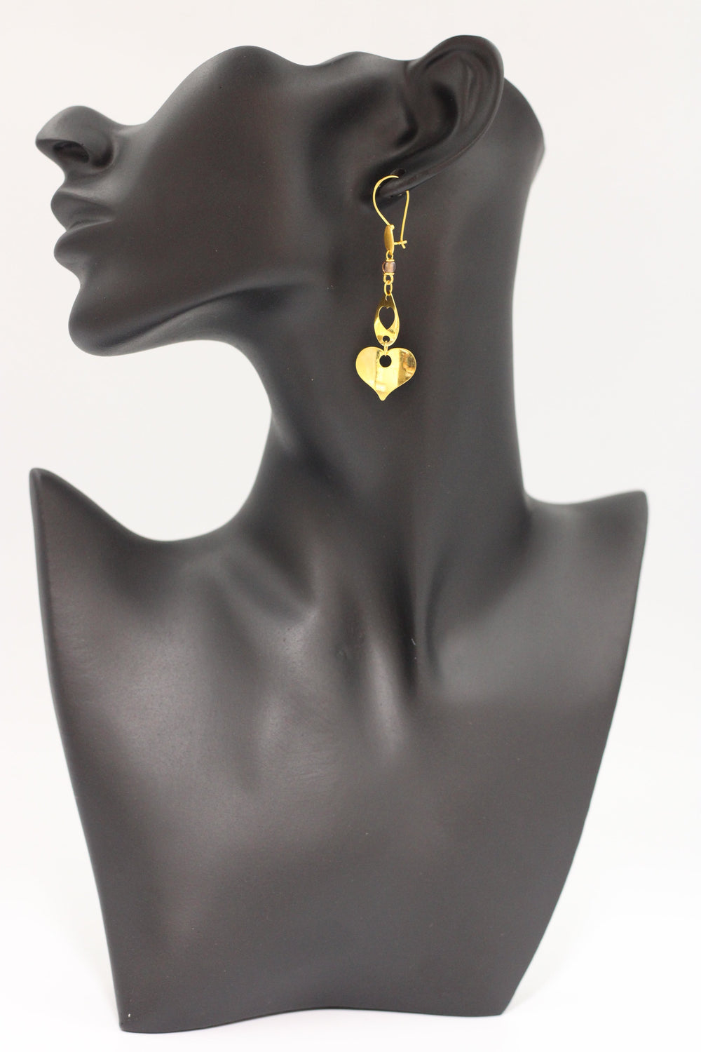 21K Gold Heart Earrings by Saeed Jewelry - Image 2