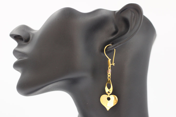 21K Gold Heart Earrings by Saeed Jewelry - Image 5