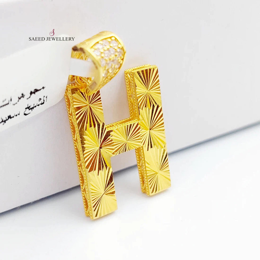 21K H LetterPendant Made of 21K Yellow Gold by Saeed Jewelry-26410