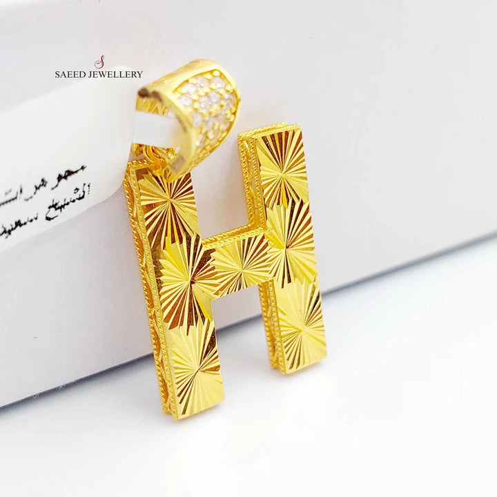 21K H LetterPendant Made of 21K Yellow Gold by Saeed Jewelry-26410