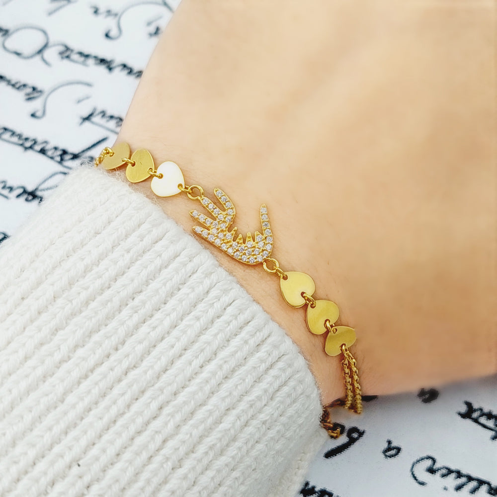 21K Hand Bracelet Made of 21K Yellow Gold by Saeed Jewelry-25427