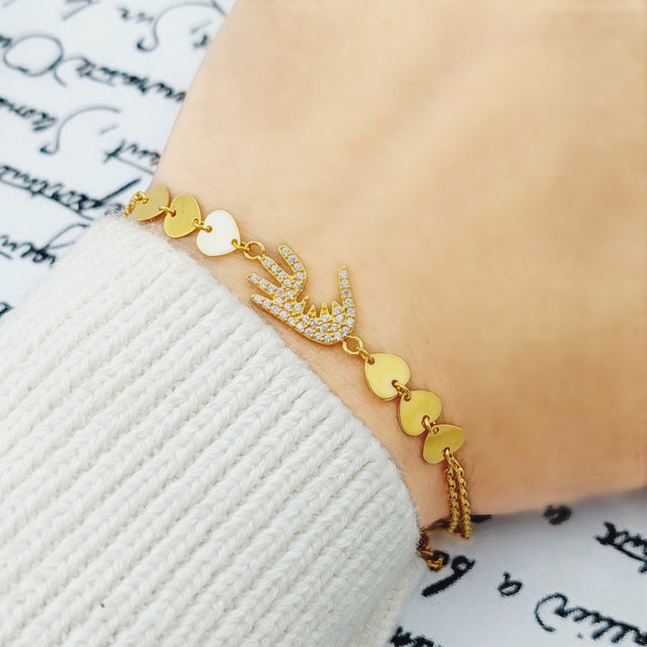 21K Hand Bracelet Made of 21K Yellow Gold by Saeed Jewelry-25427