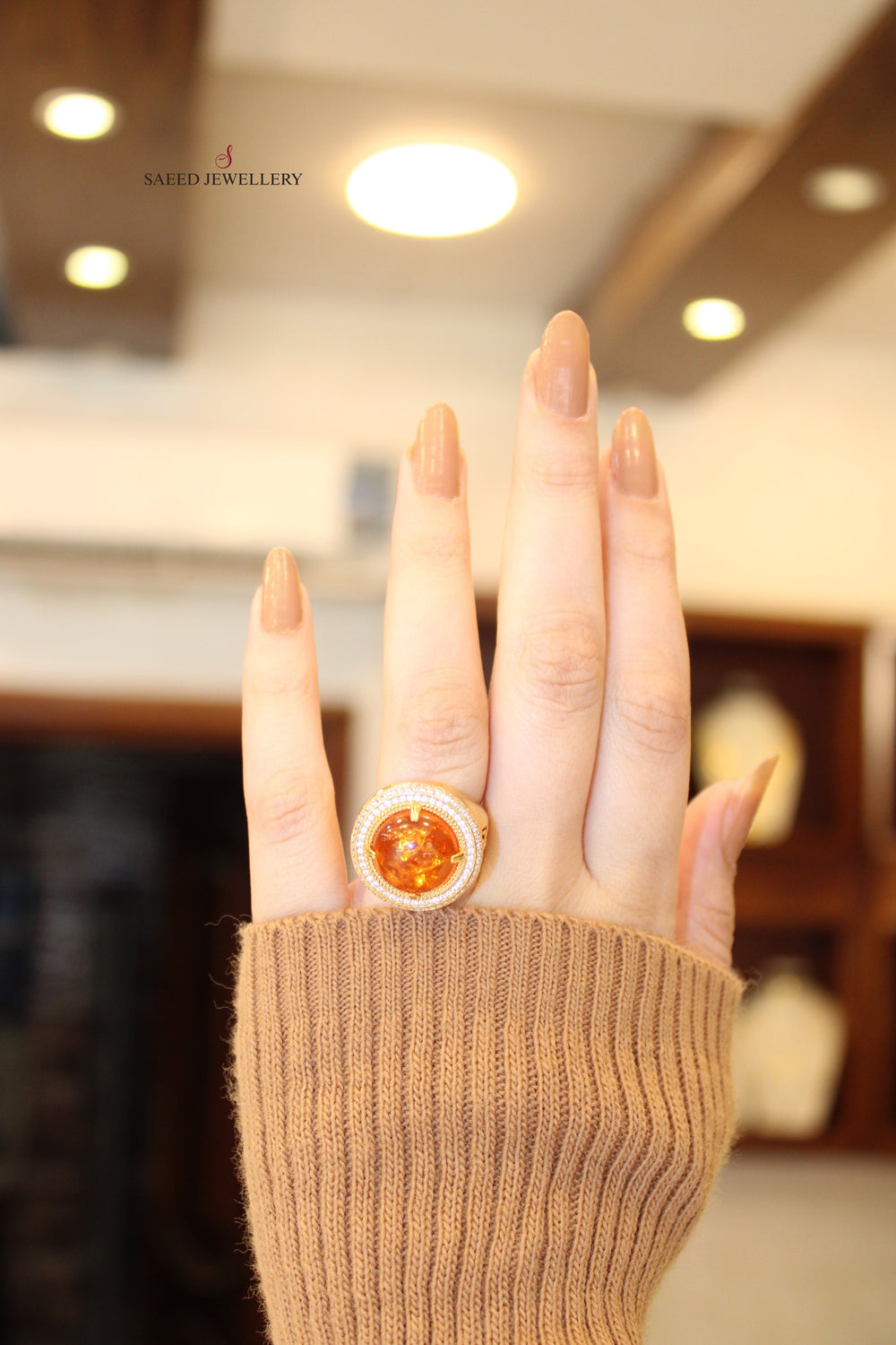 21K Gold Hazel Stone Ring by Saeed Jewelry - Image 2