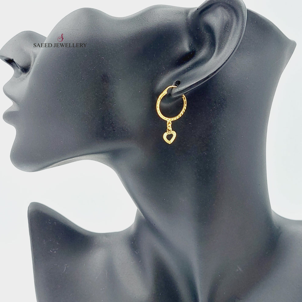 21K Heart Earrings Made of 21K Yellow Gold by Saeed Jewelry-24725