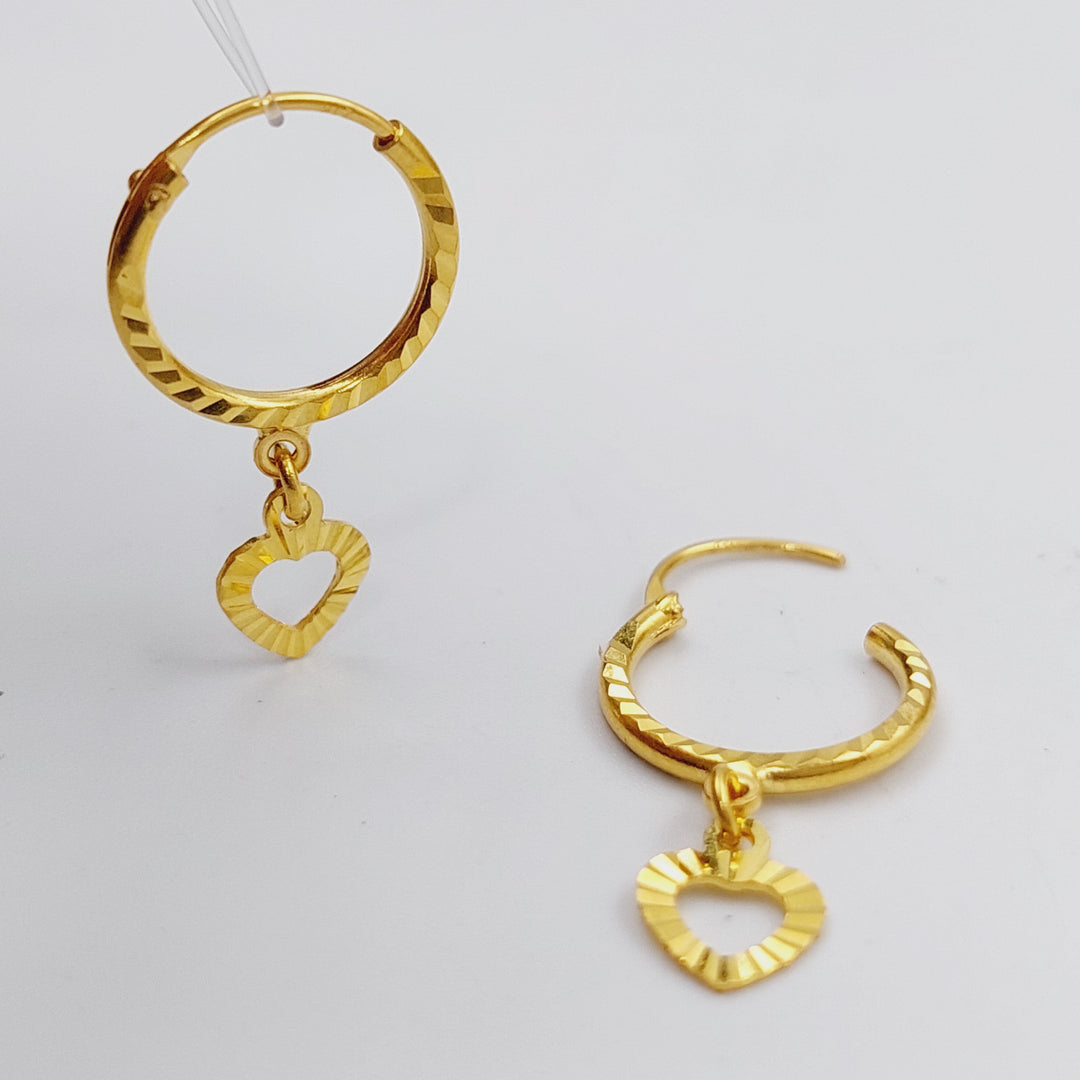 21K Heart Earrings Made of 21K Yellow Gold by Saeed Jewelry-25460