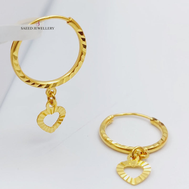 21K Heart Earrings Made of 21K Yellow Gold by Saeed Jewelry-25460