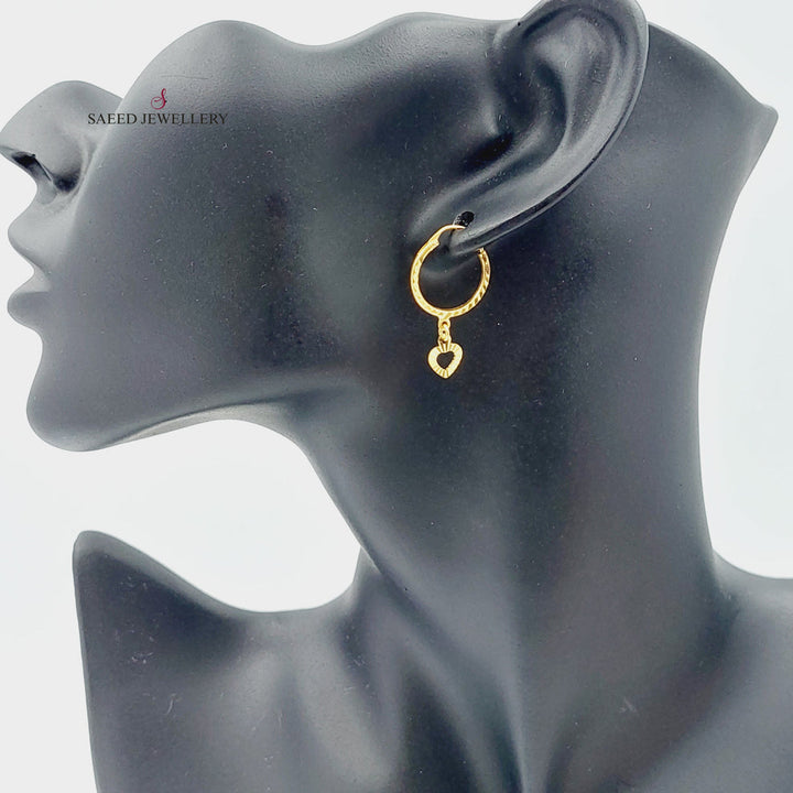 21K Heart Earrings Made of 21K Yellow Gold by Saeed Jewelry-25580