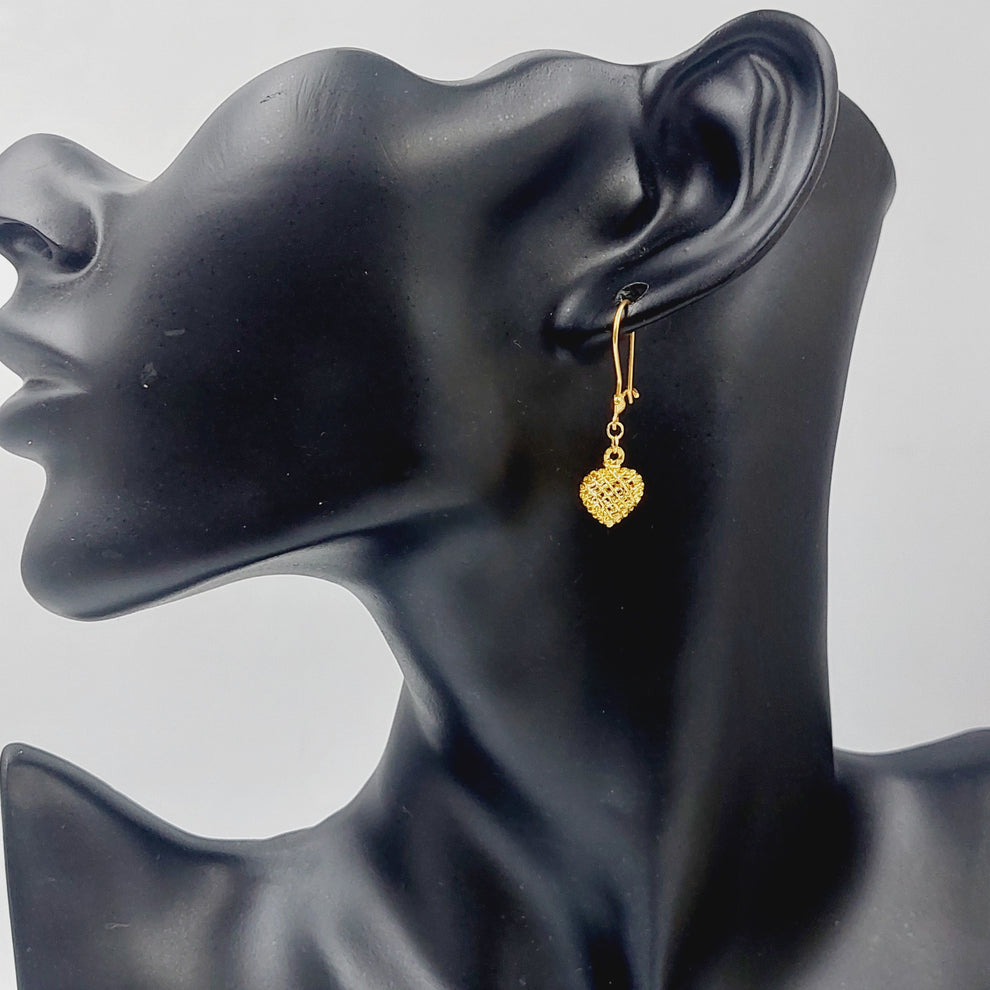 21K Heart Earrings Made of 21K Yellow Gold by Saeed Jewelry-25692