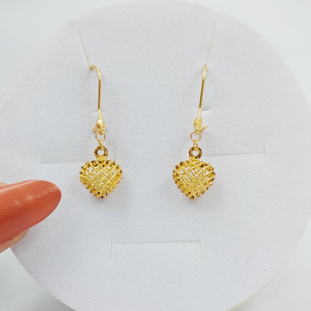 21K Heart Earrings Made of 21K Yellow Gold by Saeed Jewelry-25692